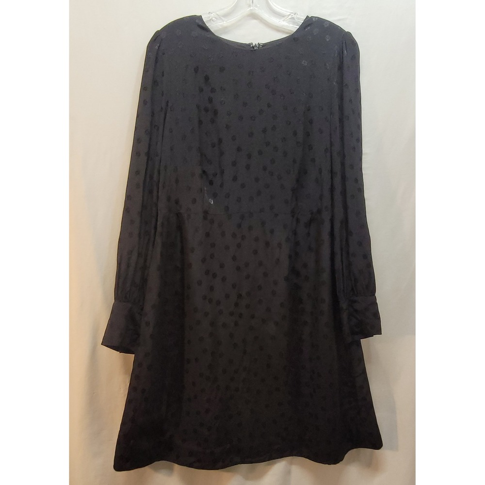 J.Crew Black Jacquard Floral Dot Shift Dress Long Sleeve Wide Cuff Womens 12